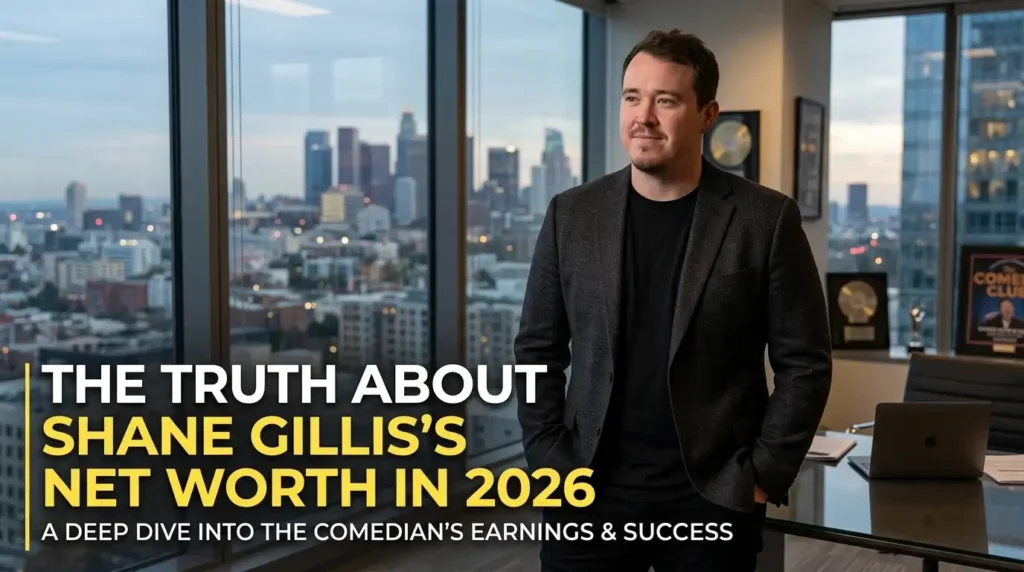 Shane Gillis performing stand-up comedy during a live show